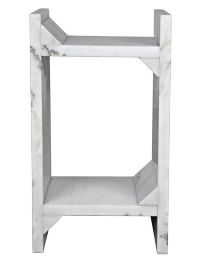 Noir Easton Side Table in White Marble GTAB979W