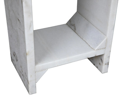 Noir Easton Side Table in White Marble GTAB979W