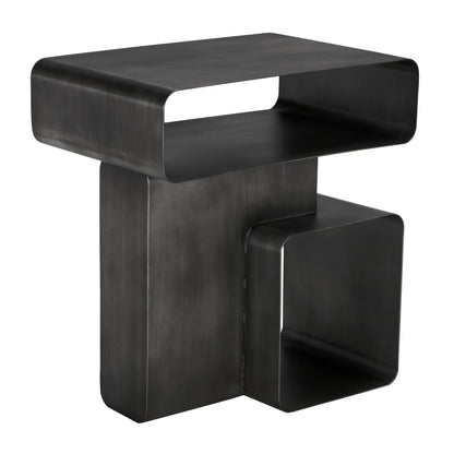 Noir Danville Side Table, Gun Metal Finish in Gun Metal GTAB999GM