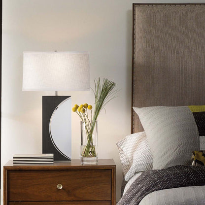 Nova of California Half Moon Table Lamp With Nightlight Feature - 30", Charcoal Gray Wood And Brushed Nickel, 4-Way Rotary Switch 1010942