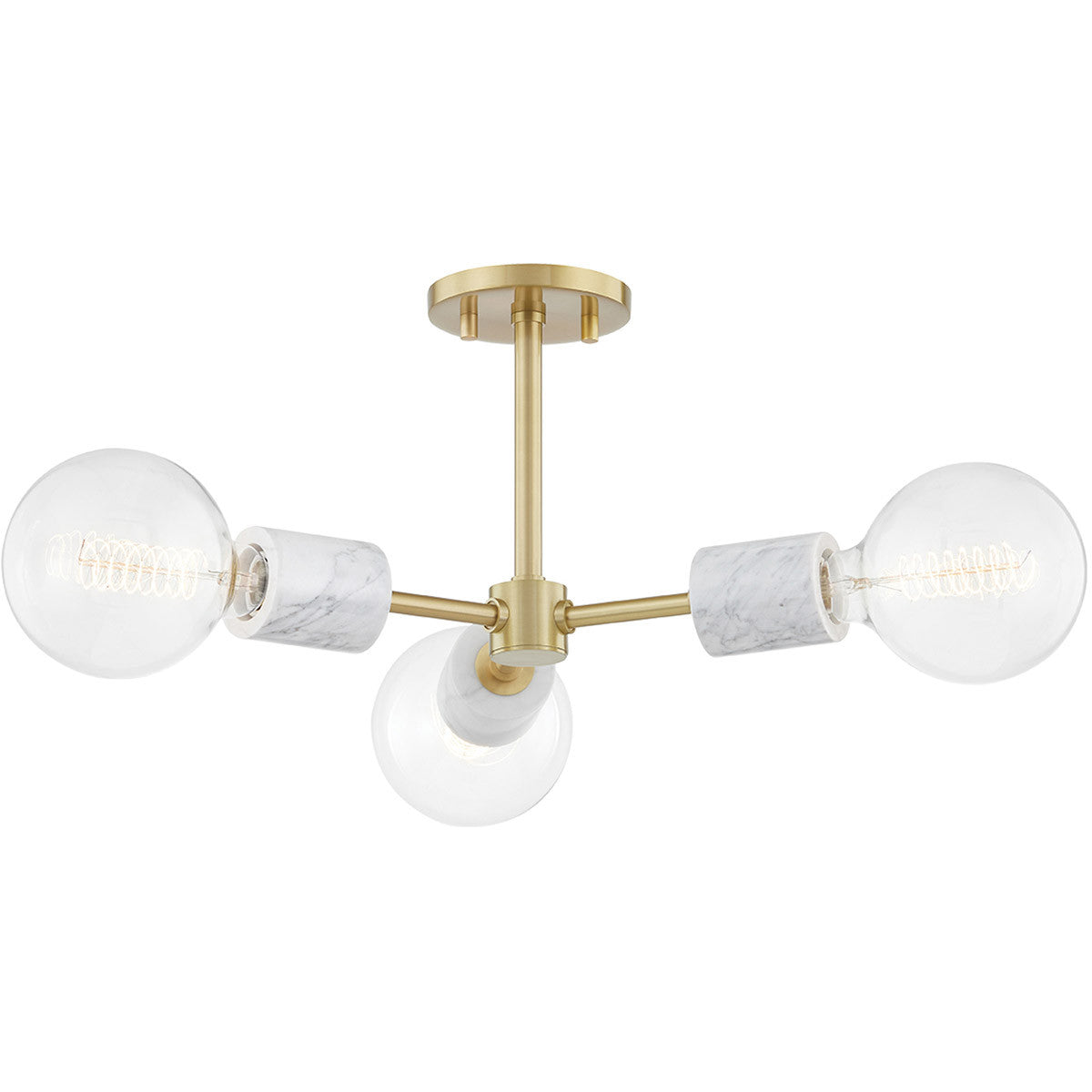 Mitzi 3 Light Semi Flush in Aged Brass H120603-AGB