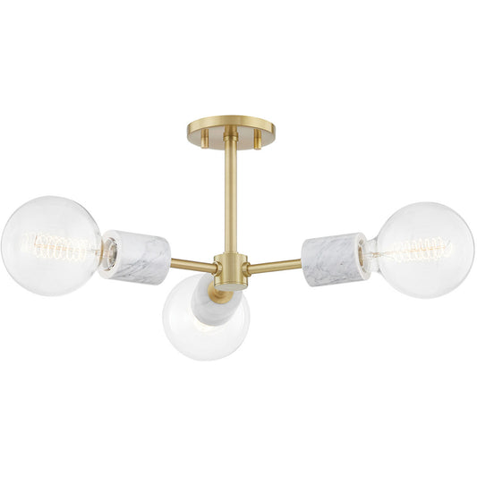 Mitzi 3 Light Semi Flush in Aged Brass H120603-AGB