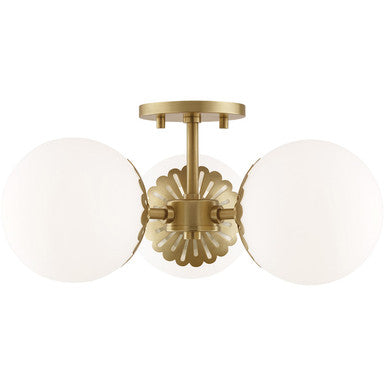 Mitzi 3 Light Semi Flush in Aged Brass H193603-AGB