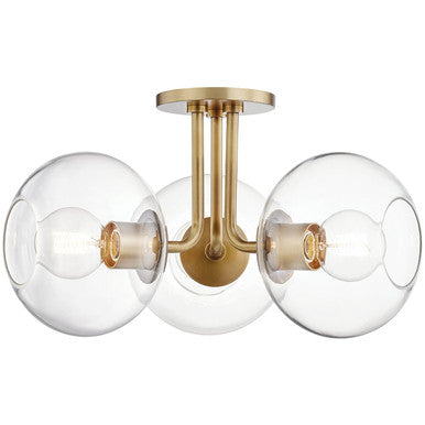 Mitzi 3 Light Semi Flush in Aged Brass H270603-AGB