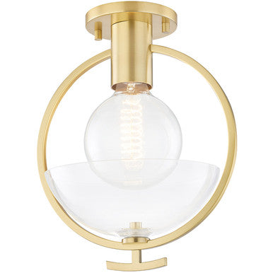 Mitzi 1 Light Semi Flush in Aged Brass H387601-AGB