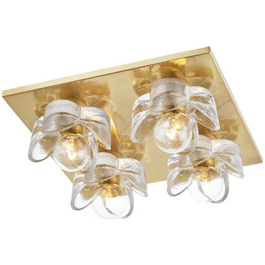 Mitzi 4 Light Flush Mount in Aged Brass H410504-AGB