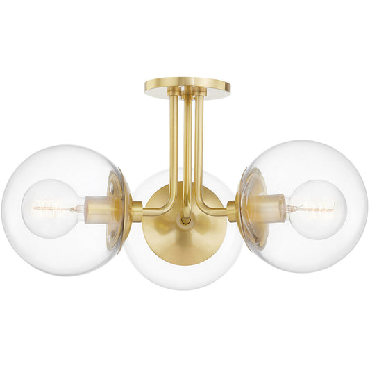 Mitzi 3 Light Semi Flush in Aged Brass H503603-AGB