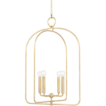 Mitzi 4 Light Pendant in Gold Leaf H512701L-GL