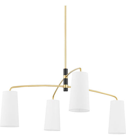 Mitzi 4 Light Chandelier in Aged Brass/Soft Black H612804-AGB/SBK