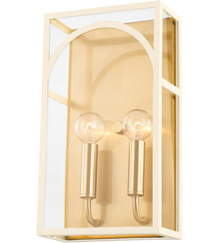 Mitzi 2 Light Wall Sconce in Aged Brass/Textured Cream Combo H642102-AGB/TCR