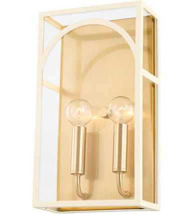 Mitzi 2 Light Wall Sconce in Aged Brass/Textured Cream H642102-AGB/TCR