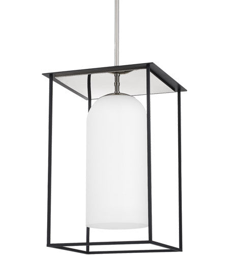 Mitzi 1 Light Large Pendant in Polished Nickel/Textured Black Combo H644701L-PN/TBK