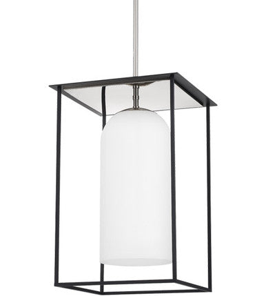 Mitzi 1 Light Pendant in Polished Nickel/Textured Black H644701L-PN/TBK