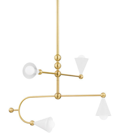 Mitzi 4 Light Chandelier in Aged Brass/Soft White H681804-AGB/SWH