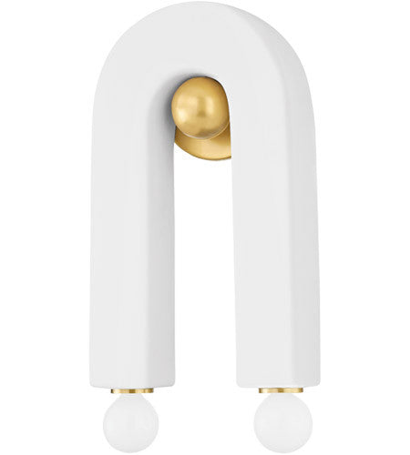 Mitzi 2 Light Wall Sconce in Aged Brass/Ceramic Raw Matte White H685102-AGB/CMW