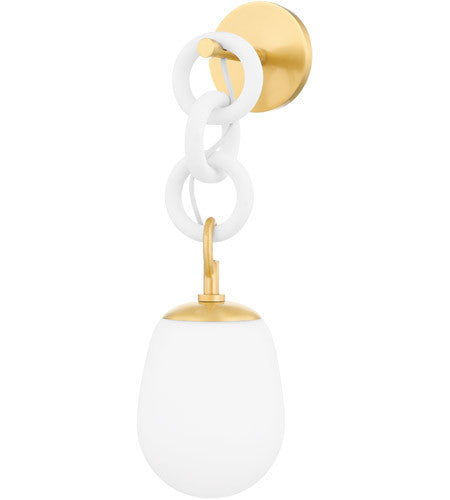 Mitzi 1 Light Wall Sconce in Aged Brass/Textured White Combo H690101-AGB/TWH