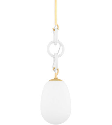 Mitzi 1 Light Pendant in Aged Brass/Textured White H690701-AGB/TWH