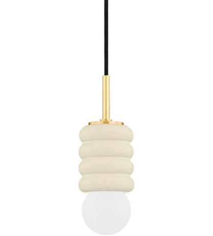 Mitzi 1 Light Pendant in Aged Brass/Ceramic Antique Ivory H691701-AGB/CAI