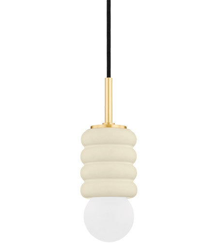 Mitzi 1 Light Pendant in Aged Brass/Ceramic Antique Ivory H691701-AGB/CAI