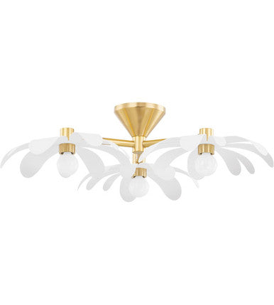 Mitzi 3 Light Semi Flush in Aged Brass/Textured White H698603-AGB/TWH