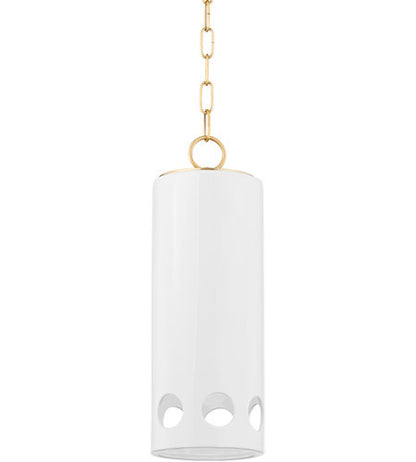 Mitzi 1 Light Pendant in Aged Brass/Ceramic Gloss White H705701-AGB/CGW