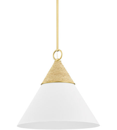 Mitzi Lighting Mica 1 Light Pendant in Aged Brass H709701L-AGB/TWH