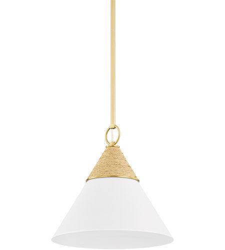 Mitzi Lighting Mica 1 Light Pendant in Aged Brass H709701S-AGB/TWH