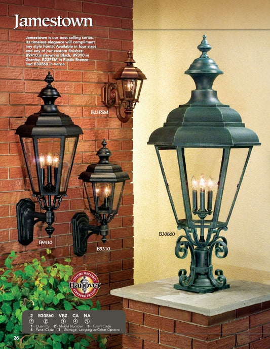 Hanover Lantern B30830 Grande Jamestown Post Mount