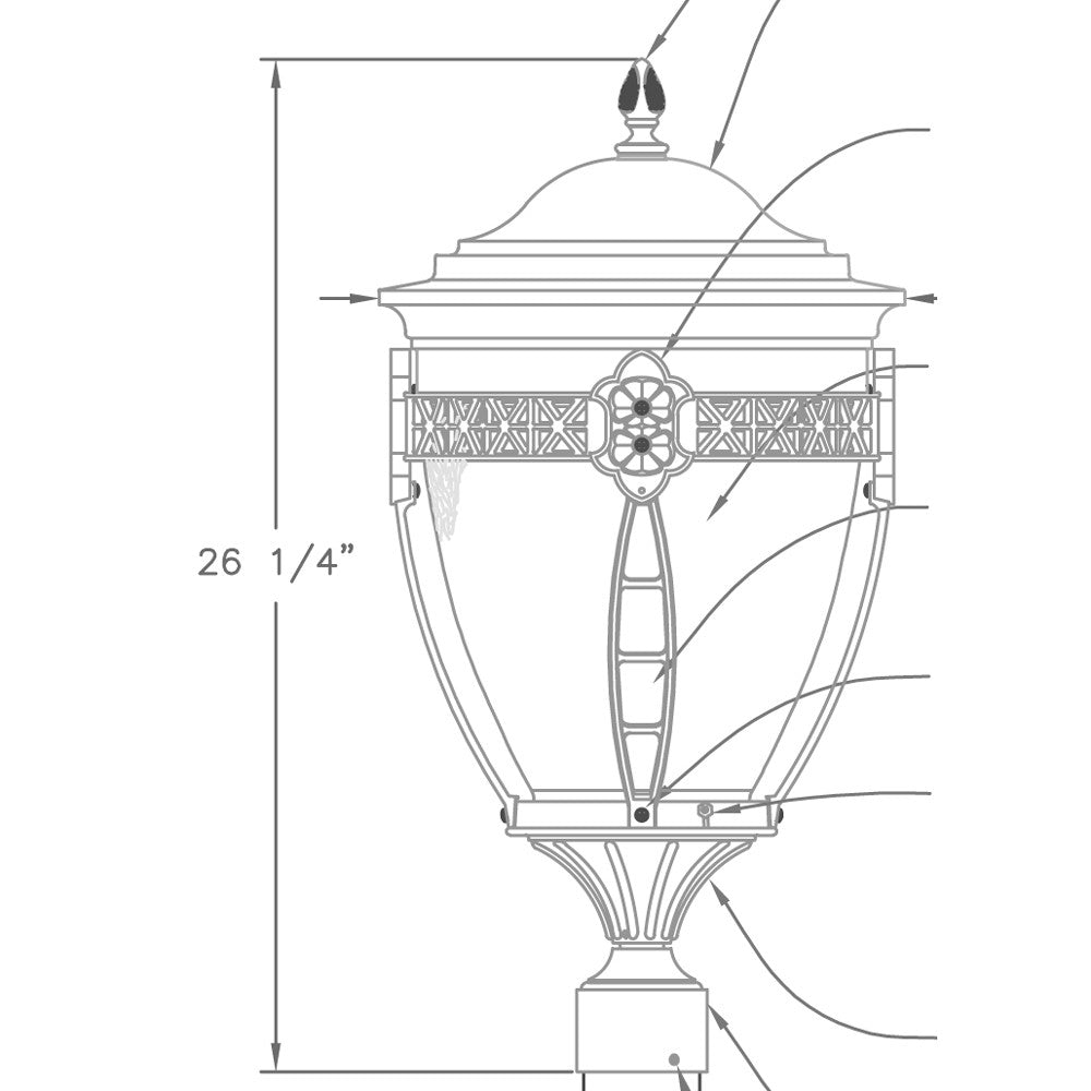 Hanover Lantern B33031 Medium North Hills Post Mount