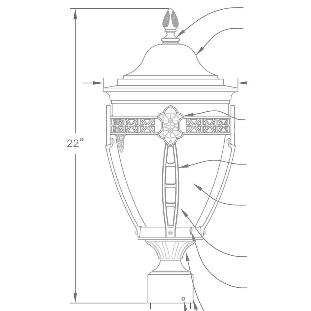 Hanover Lantern B33631 Small North Hills Post Mount