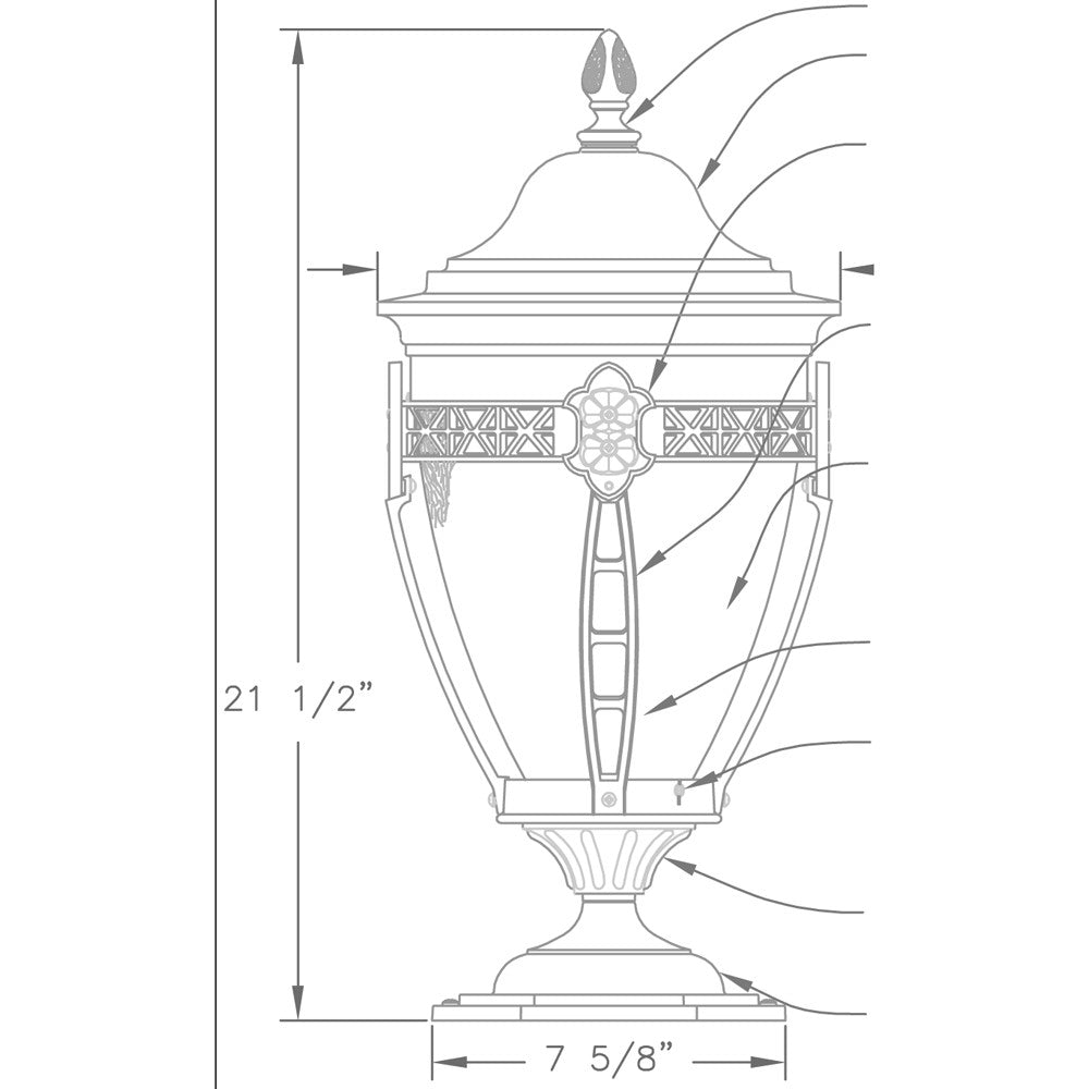 Hanover Lantern B33661 Small North Hills Pier Mount