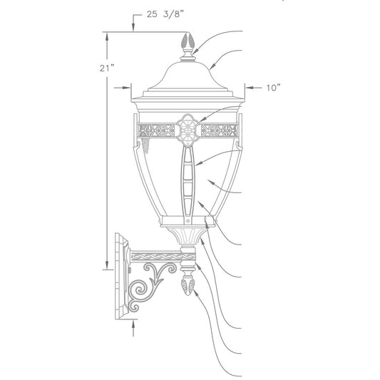 Hanover Lantern B33671 Small North Hills Wall Mount