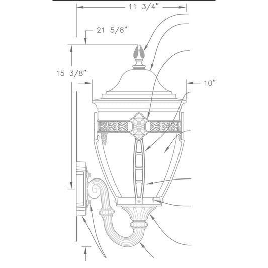 Hanover Lantern B33682FSM Small North Hills Wall Mount