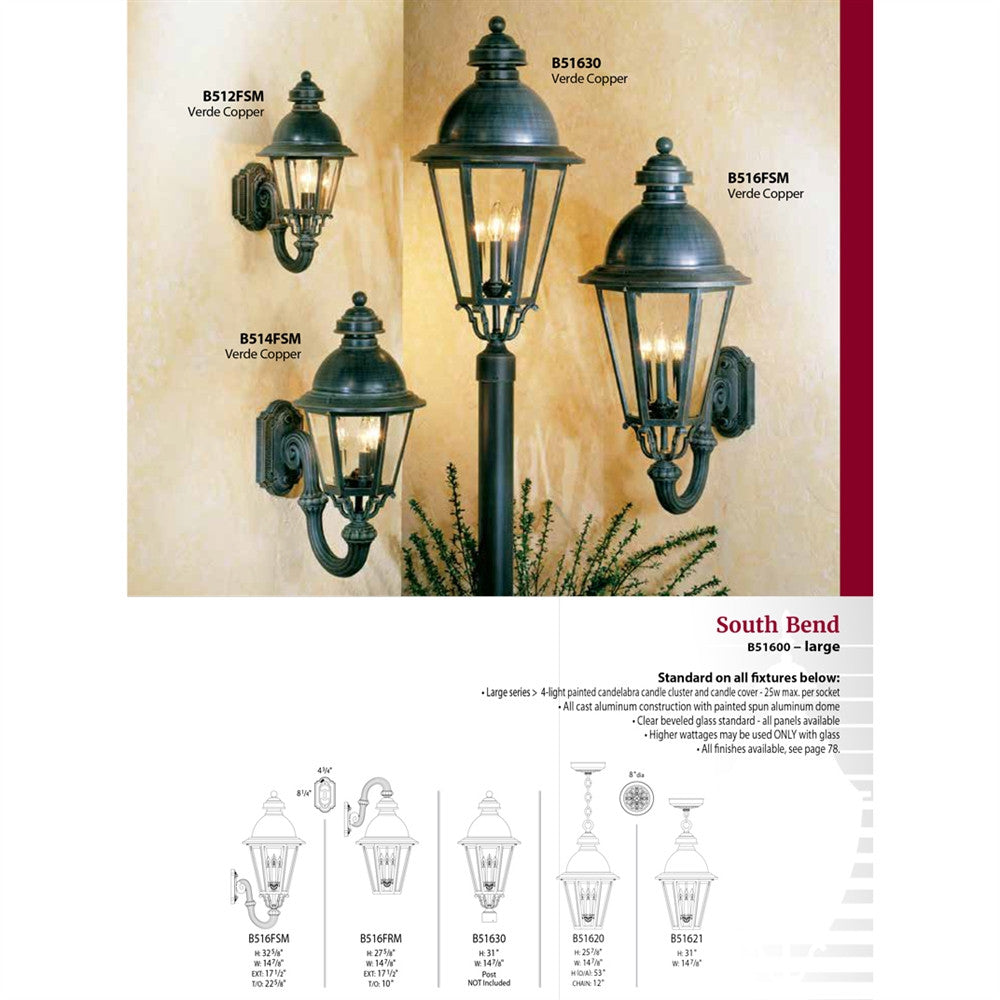 Hanover Lantern B51630 Large South Bend Post Mount