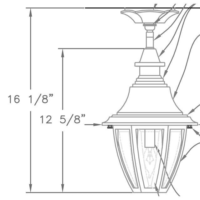 Hanover Lantern B52221 Suffolk Small Semi Flush Ceiling Lantern