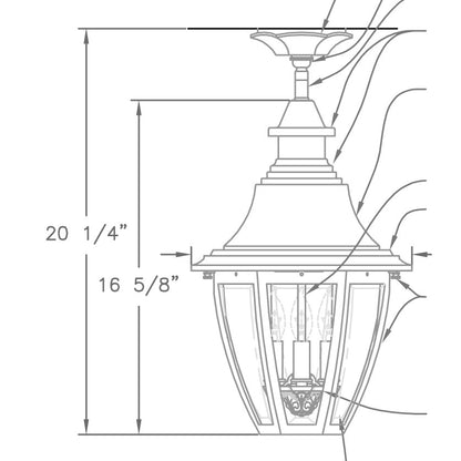 Hanover Lantern B52421 Suffolk Medium Semi Flush Ceiling Lantern