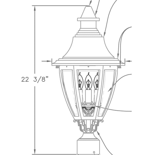 Hanover Lantern B52430 Suffolk Medium Post Lantern