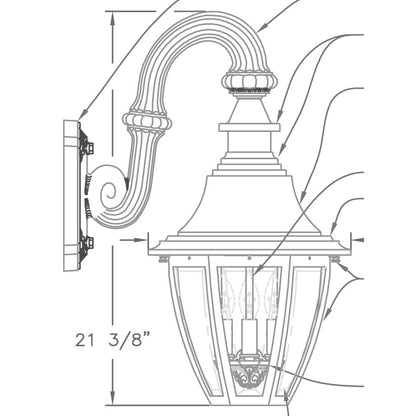 Hanover Lantern B524FRM Suffolk Medium Wall Mount