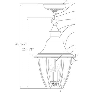 Hanover Lantern B52621 Suffolk Large Semi Flush Ceiling Lantern