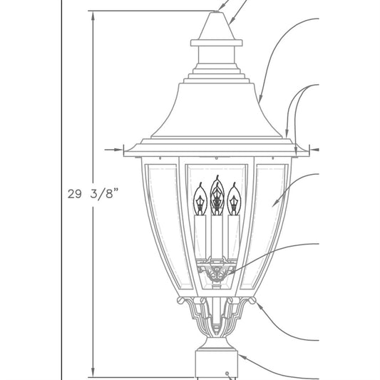 Hanover Lantern B52630 Suffolk Large Post Lantern