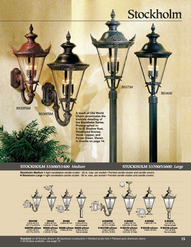 Hanover Lantern B53330 Small Stockholm Post Mount (with Crown)