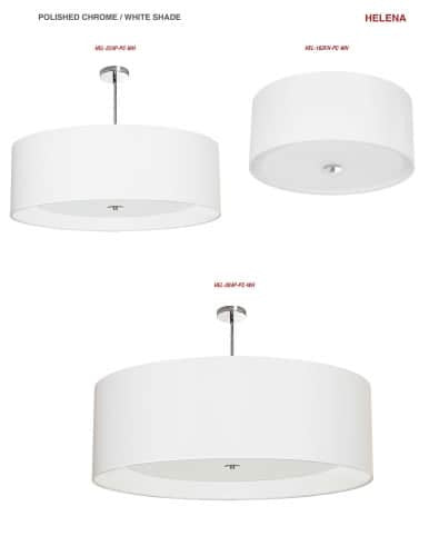 Dainolite 3 Light Helena Flush Mount Polished Chrome White with White Diffuser HEL-163FH-PC-WH