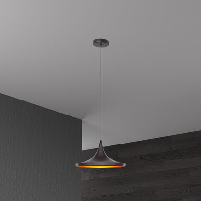 Dainolite 1 Light Pendant, Matte Black / Gold HKI-141P-BK