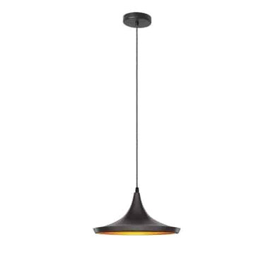 Dainolite 1 Light Pendant, Matte Black / Gold HKI-141P-BK