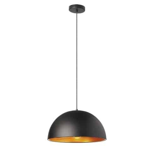 Dainolite 1 Light Pendant, Matte Black / Gold HKI-161LP-BK