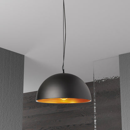 Dainolite 1 Light Pendant, Matte Black / Gold HKI-201LP-BK