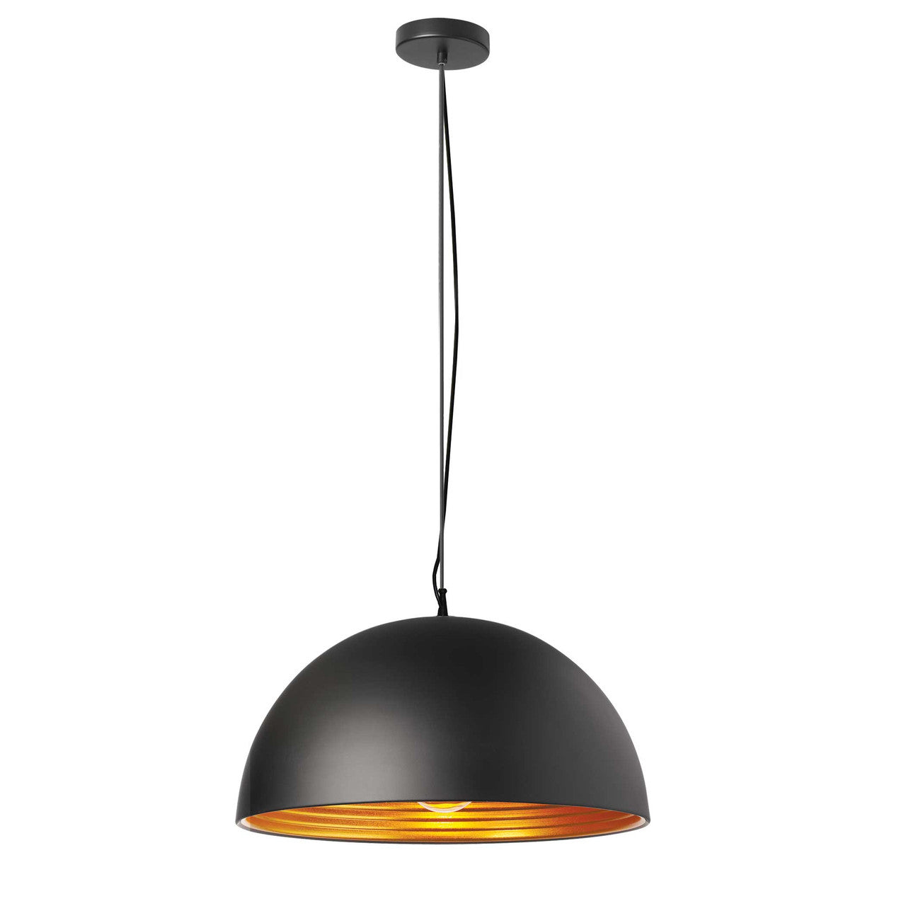 Dainolite 1 Light Pendant, Matte Black / Gold HKI-201LP-BK