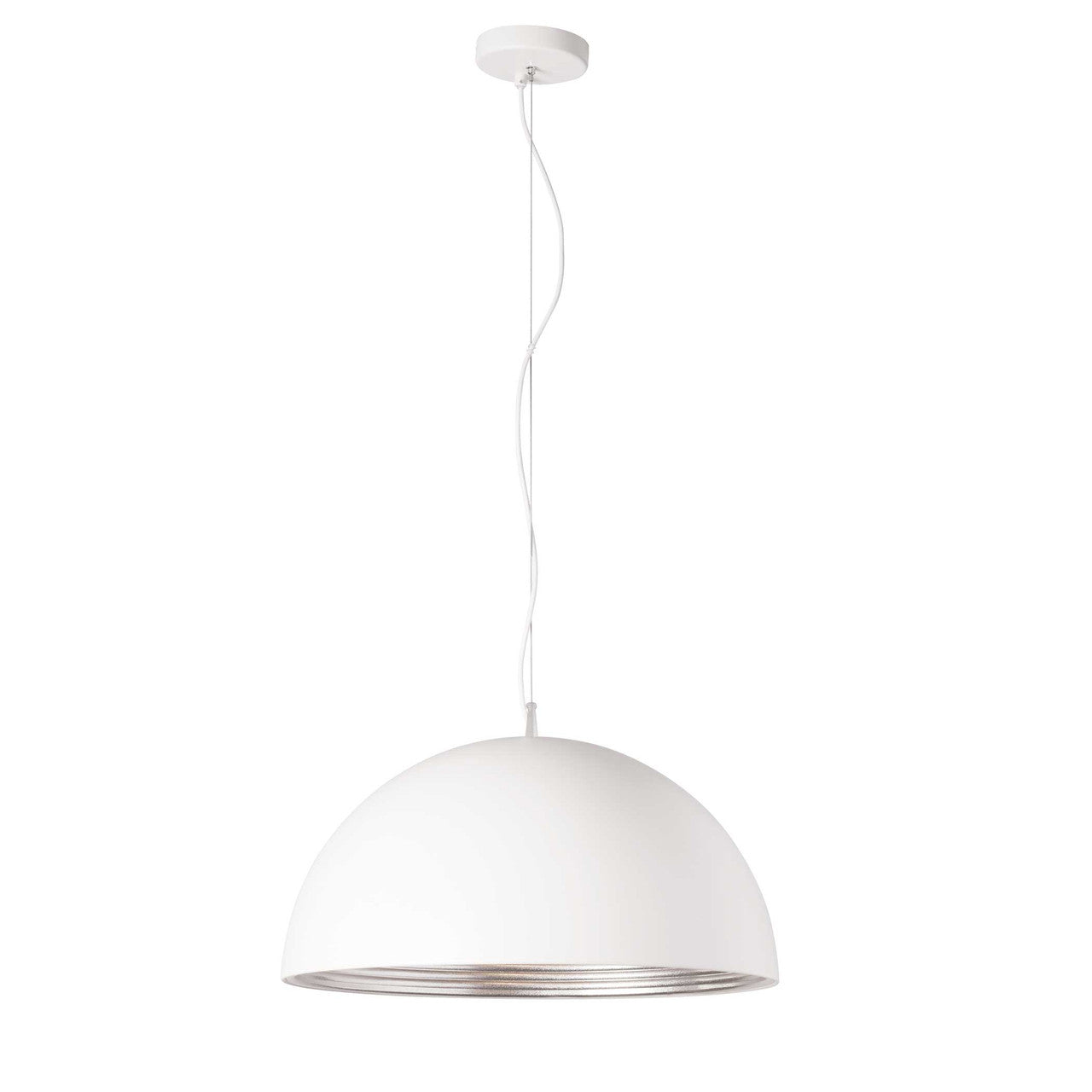 Dainolite 1 Light Pendant, Matte White / Silver HKI-201LP-WH