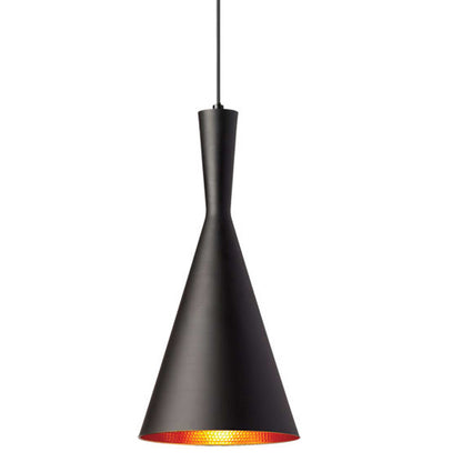 Dainolite 1 Light Incandescent Pendant, Matte Black w/Gold Pebbled Interior HKI-81P-BK