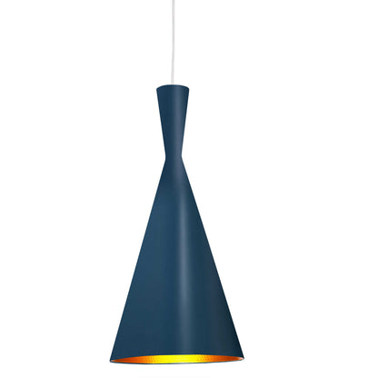 Dainolite 1 Light Incandescent Pendant Blue Finish with Gold Pebbled Interior HKI-81P-BL-GLD